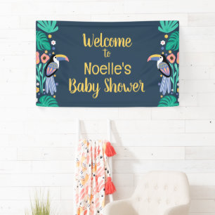 Welcome! Tropical Toucan Bird Baby Shower Banner