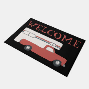 Doormat, Personalized Fall Red Truck Doormat - 18 X 30, Outdoor