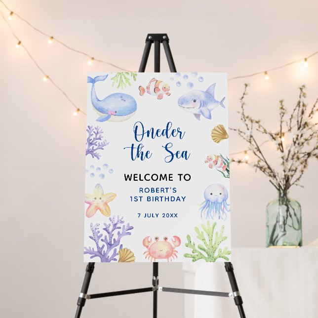 WELCOME UNDER THE SEA first Birthday Party  Foam Board (In Situ (Stand))