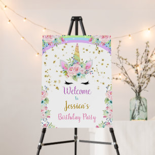 Welcome Unicorn Rainbow Birthday Party Sign