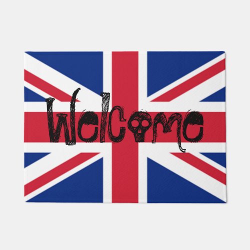 Welcome Union Jack British Skull Doormat
