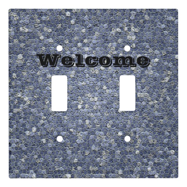 Welcome Unique Blue Mosaic Tile Pattern Abstract Light Switch Cover (Front)