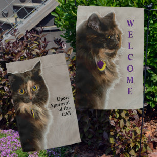 Welcome upon Approval of the Tortie Cat Garden Flag