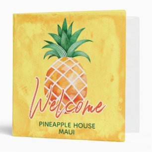Welcome Vacation Rental Island Pineapple 3 Ring Binder