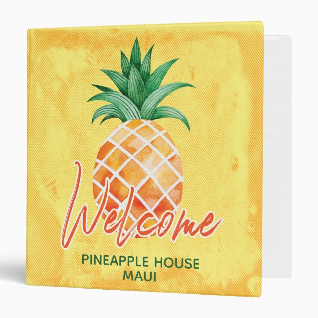 Welcome Vacation Rental Island Pineapple 3 Ring Binder (Front/Inside)