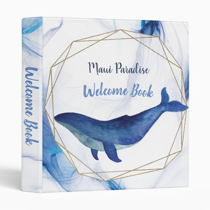 Vacation Rental Whale Watercolor 3 Ring Binder Zazzle