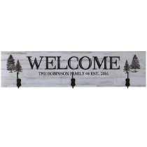Welcome Vintage Distressed White Wooden Coat Rack