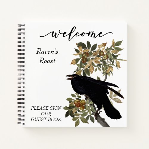 Welcome Vintage Raven Bird STR Rental Guest Book