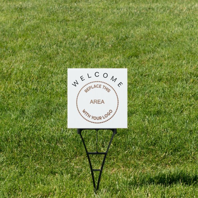 Welcome Visitors Company Logo White Sign (Insitu)