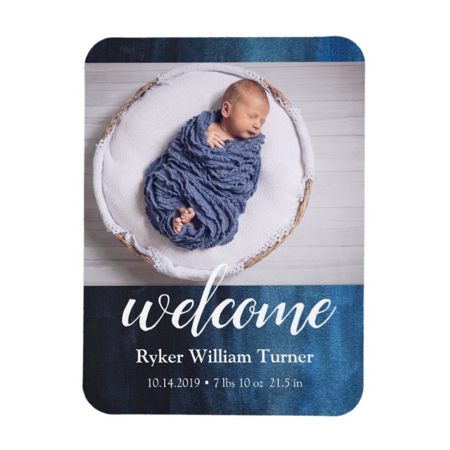 Welcome Watercolor Birth Announcement Magnet (Vertical)