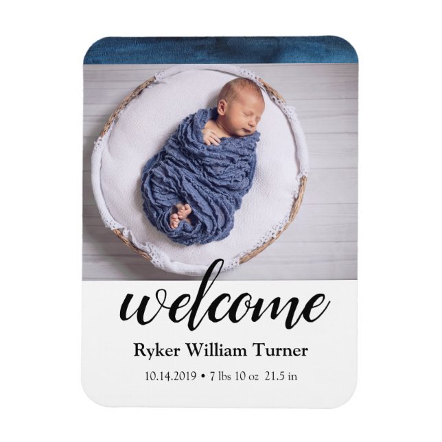 Welcome Watercolor Birth Announcement Magnet (Vertical)