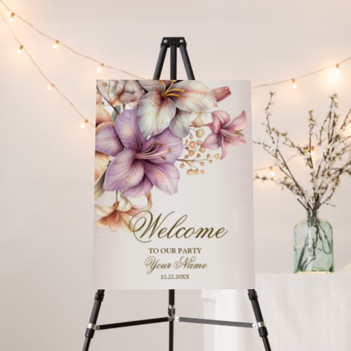 Welcome Watercolor Boho Pink Flowers Elegant Foam Board