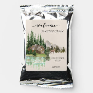 Welcome Watercolor Cabin Lake Home Rental Gift Coffee Drink Mix