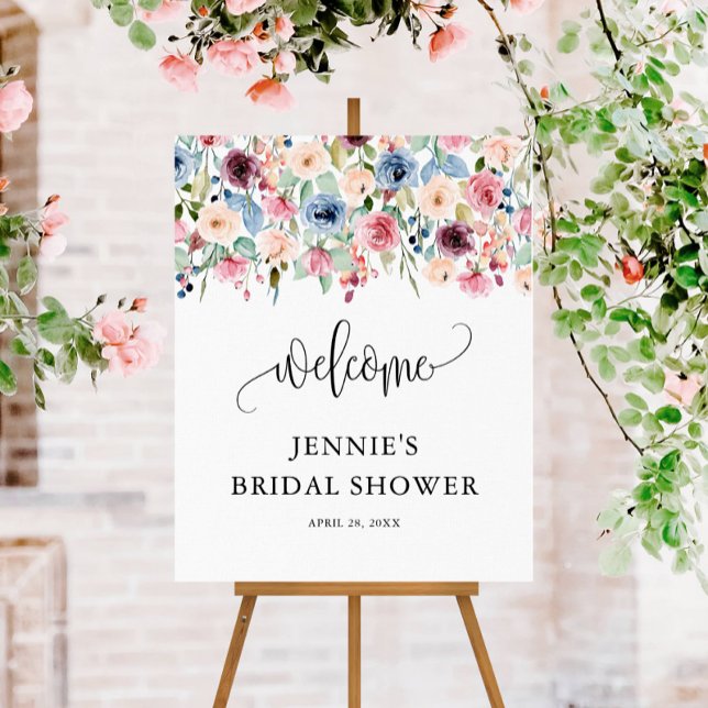 Welcome, Watercolor Flower Blooms Personalized Foam Board (Creator Uploaded)