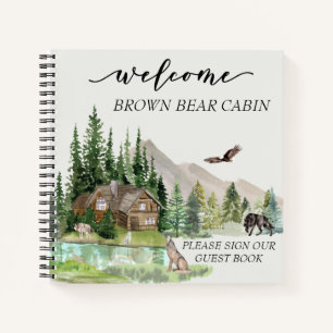 Welcome Watercolor Forest Cabin Home Rental Notebo Notebook