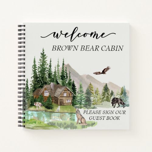 Welcome Watercolor Forest Cabin Home Rental Notebo Notebook