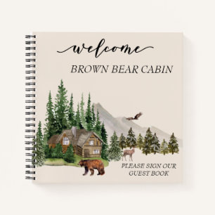 Welcome Watercolor Forest Cabin Home Rental Notebook