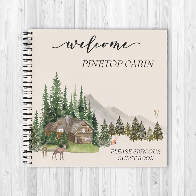 Welcome Watercolor Forest Cabin Home Rental Notebook (Creator Uploaded)