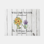 Welcome Watercolor Rustic Farmhouse Boots Flowers  Doormat at Zazzle