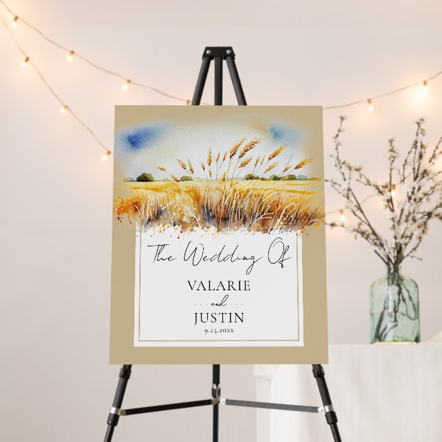 Welcome Watercolor Wheat Western Wedding Foam Board (In Situ (Stand))