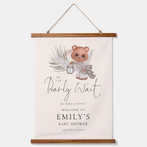 Welcome We Can Bearly Wait Boho Chic Baby Shower Hanging Tapestry