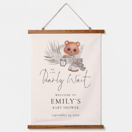 Welcome We Can Bearly Wait Boho Chic Baby Shower Hanging Tapestry