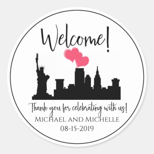 Welcome Wedding Bag  Guest New York City NYC Classic Round Sticker