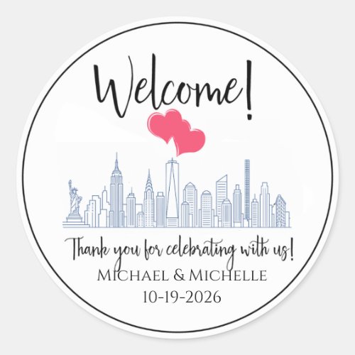 Welcome Wedding Bag Minimalist New York City NYC Classic Round Sticker