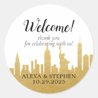Welcome Wedding Bag New York City NYC Skyline Gold