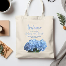 Welcome Wedding Bags Blue Hydrangea Floral