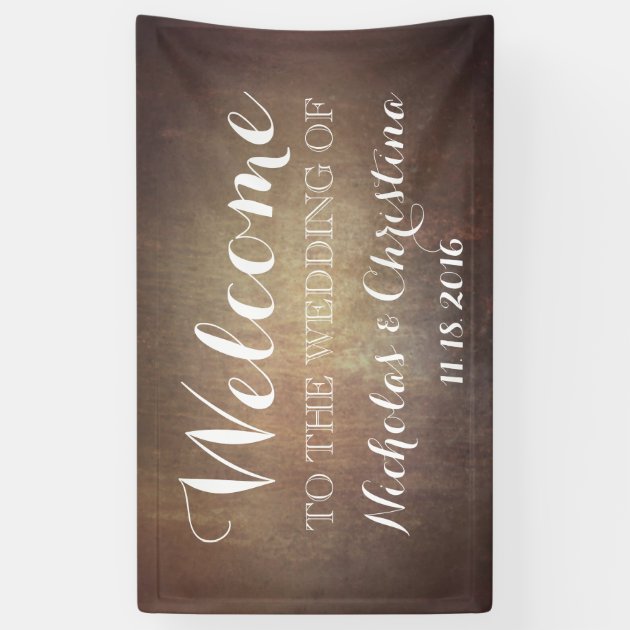 Welcome Wedding Banner Rustic Gold