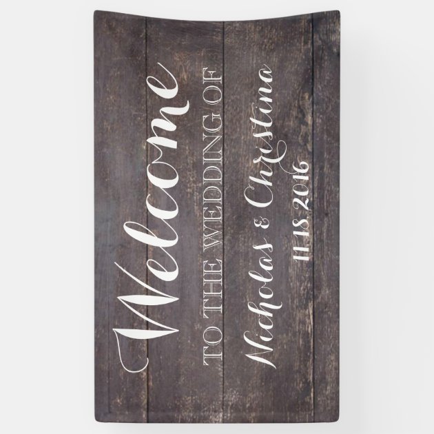 Welcome Wedding Banner Rustic Vintage Wood