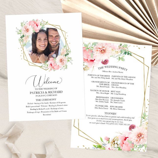 Welcome Wedding Ceremony Program Blush Floral (Creator Uploaded)