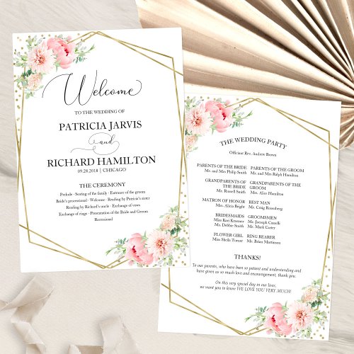 Welcome Wedding Ceremony Program Elegant Floral