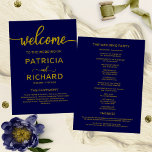 Welcome Wedding Ceremony Program Gold Navy Blue<br><div class="desc">A rustic chic black lettering wedding ceremony program cards. Add your own background color.</div>