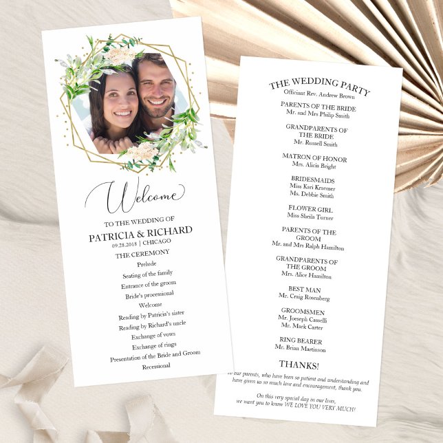 Welcome Wedding Ceremony Program Greenery 4x9 (Creator Uploaded)