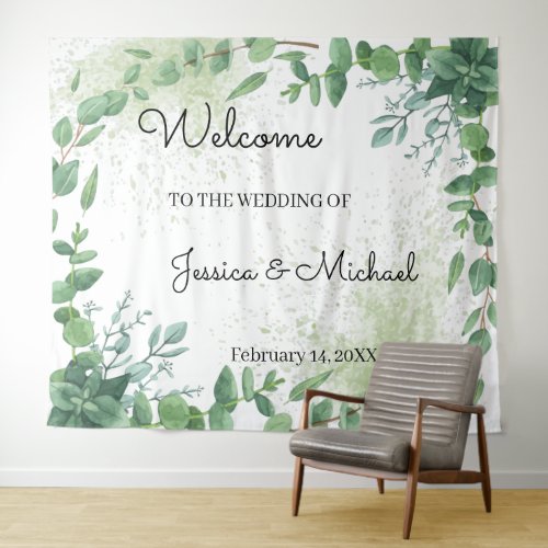 Welcome Wedding Eucalyptus Tapestry