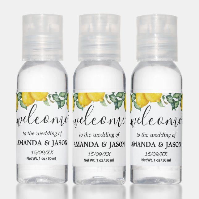 Welcome Wedding favor Lemons Hand Sanitizer (Set)