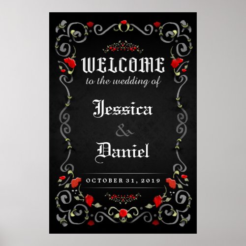 Welcome Wedding Halloween LOVE Roses 24x36 Poster