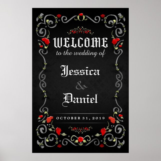 Welcome Wedding Halloween LOVE Roses 24x36 Poster (Front)
