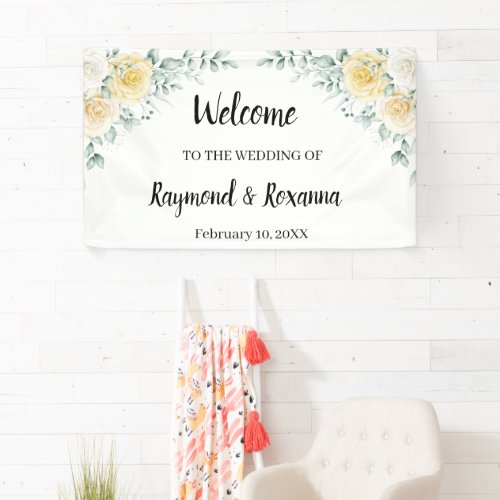 Welcome Wedding Lemons  Roses Banner
