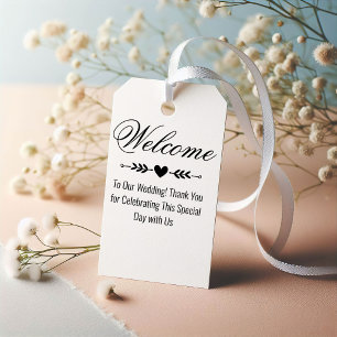 Welcome Wedding Love Is Sweet Heart Calligraphy  Gift Tags