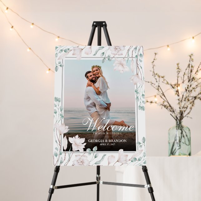 Welcome Wedding | Magnolia Framed Photo Poster (In Situ (Stand))