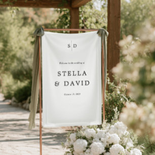 Welcome Wedding Monogram Vinyl Banner