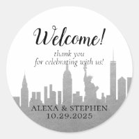 Welcome Wedding New York City NYC Skyline Silver