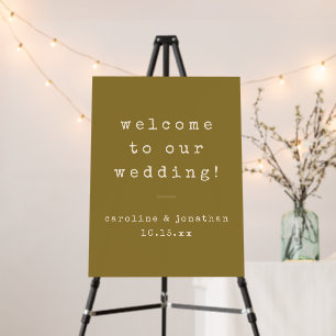 Welcome Wedding Ochre Cream Typewriter Names Sign