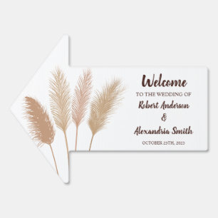 Welcome Wedding   Pampas Grass Sign