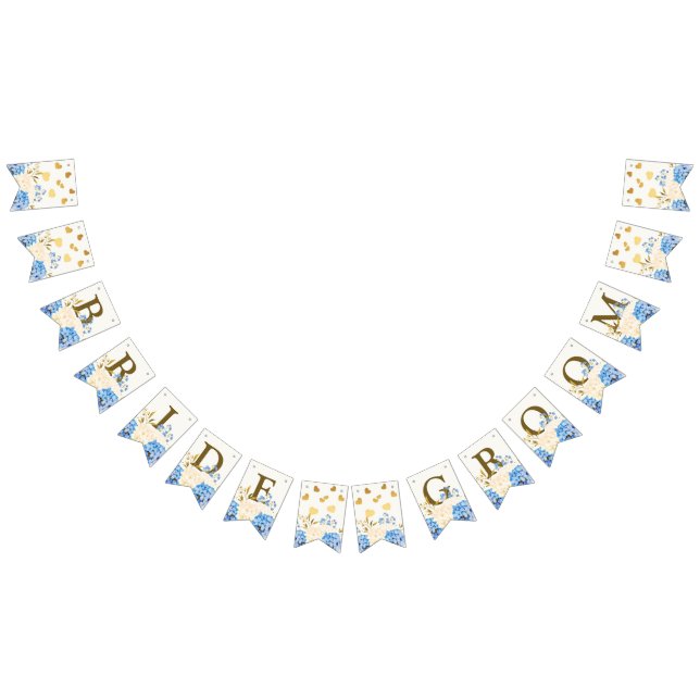 Welcome Wedding Party Golden Blue Yellow Floral Bunting Flags (All)