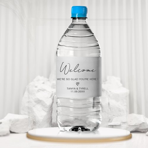 Welcome Wedding Party Heart Wedding Favors Water Bottle Label
