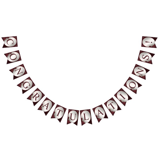 Welcome Wedding Party Monogram Red Pink Flowers Bunting Flags (All)